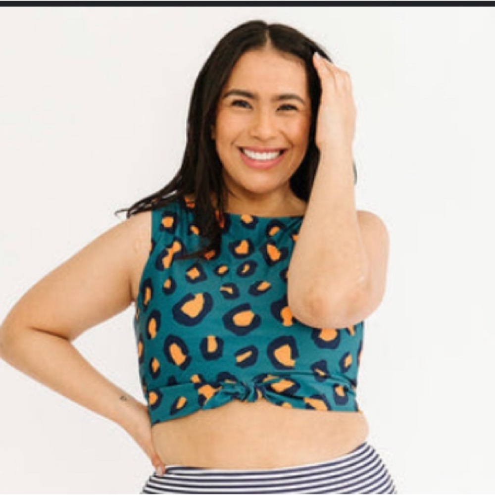 Lime ricki knotted crop swim top 💦 New without tags!